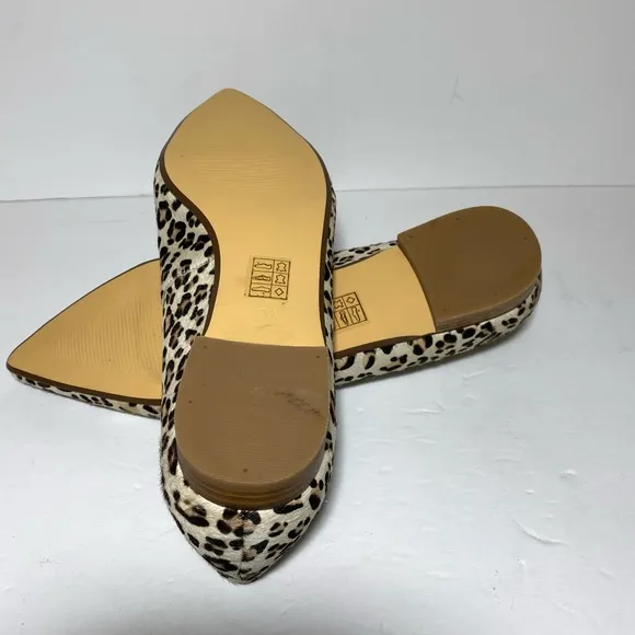 New Vis-a-Vis Leopard Print Fur Black/Cream Flats Size 10