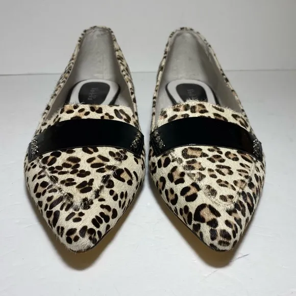 New Vis-a-Vis Leopard Print Fur Black/Cream Flats Size 10