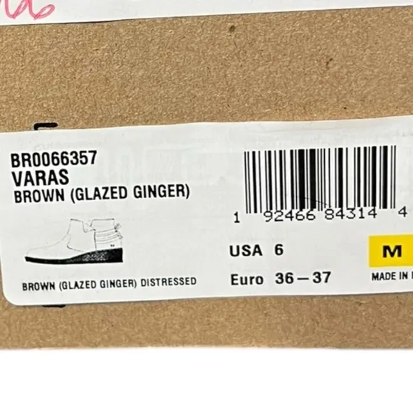 🌻NEW w.box Born &quot;Varas&quot; Brown Glazed Ginger Ankle Boots Size 6