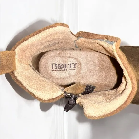 🌻NEW w.box Born &quot;Varas&quot; Brown Glazed Ginger Ankle Boots Size 6