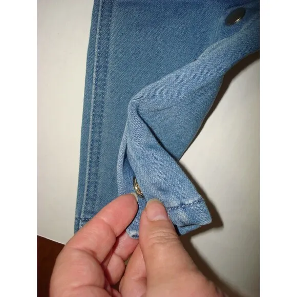 New Womens Isaac Mizrahi Live Divine Denim Pull On Jeans Blue Gold Snaps 14 Tall