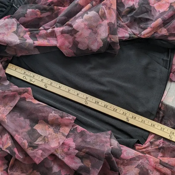 NEW XXS XS formal Strapless lace corset dress pink black Sheer Ruffle Floral