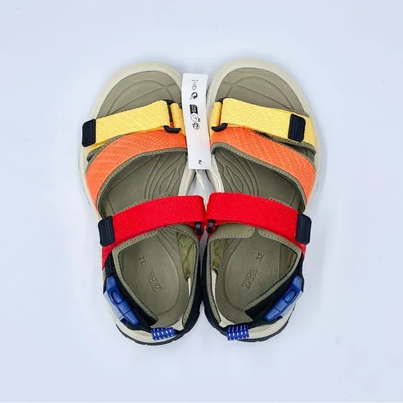 NEW Zara Kids Multicolored Strap Technical Sandals Little Kids size 32EU 13US