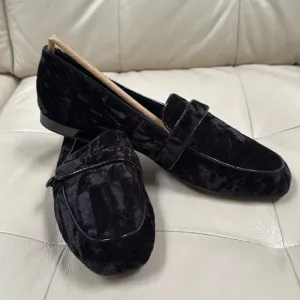 New‼️‼️Donald J Pliner Haven Velvet Flat Loafers Slip On Black Womens Size 10