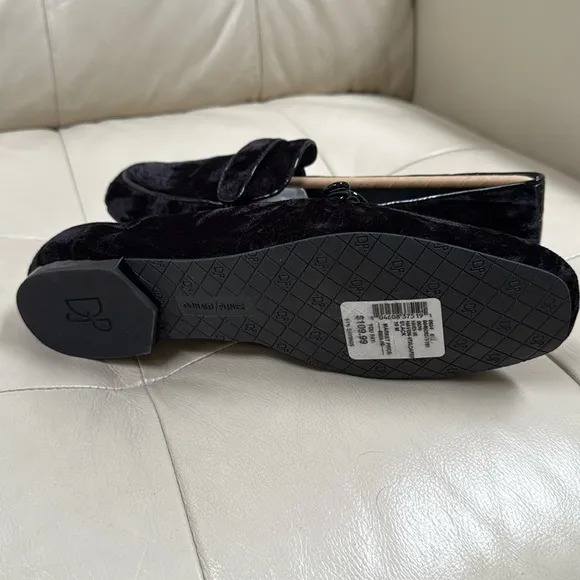 New‼️‼️Donald J Pliner Haven Velvet Flat Loafers Slip On Black Womens Size 10