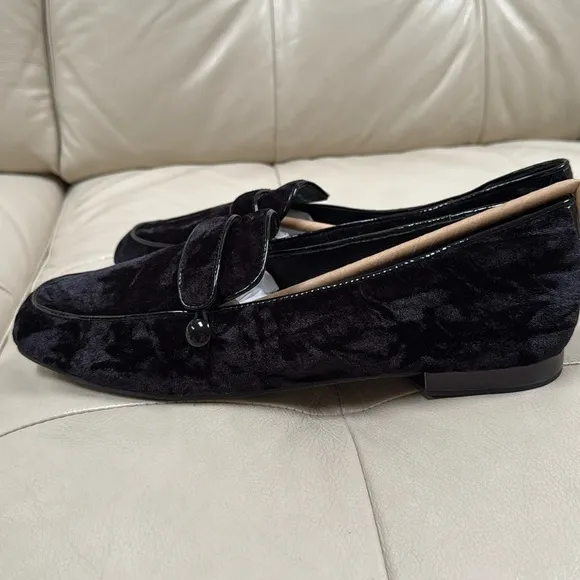New‼️‼️Donald J Pliner Haven Velvet Flat Loafers Slip On Black Womens Size 10