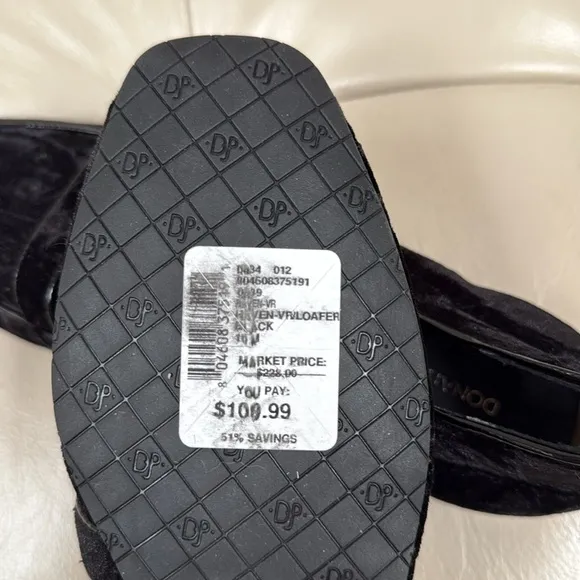 New‼️‼️Donald J Pliner Haven Velvet Flat Loafers Slip On Black Womens Size 10