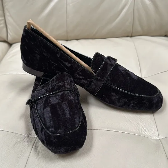 New‼️‼️Donald J Pliner Haven Velvet Flat Loafers Slip On Black Womens Size 10