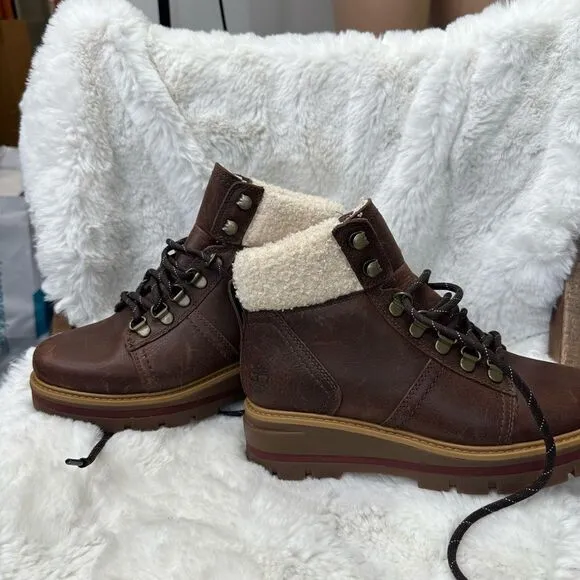 NEW Timberland Cervinia Valley leather waterproof warm lined boots brown 6