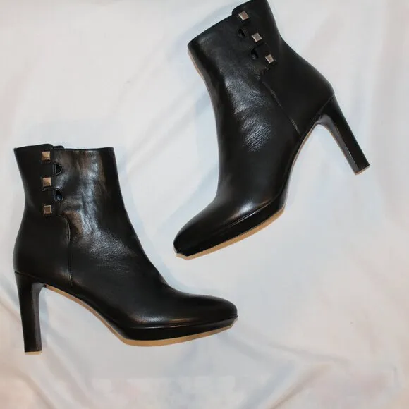 NIB AQUATALIA ROMEA NAPPA LEATHER BLACK BOOTS SZ 10‎ $695