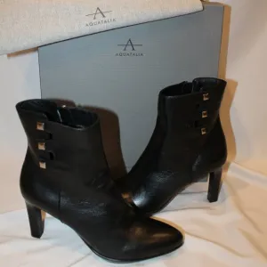 NIB AQUATALIA ROMEA NAPPA LEATHER BLACK BOOTS SZ 10‎ $695