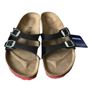 NIB Birkenstock Ibiza Patent Black, Red Sole Sandals, Womens 11 Mens 9, Narrow