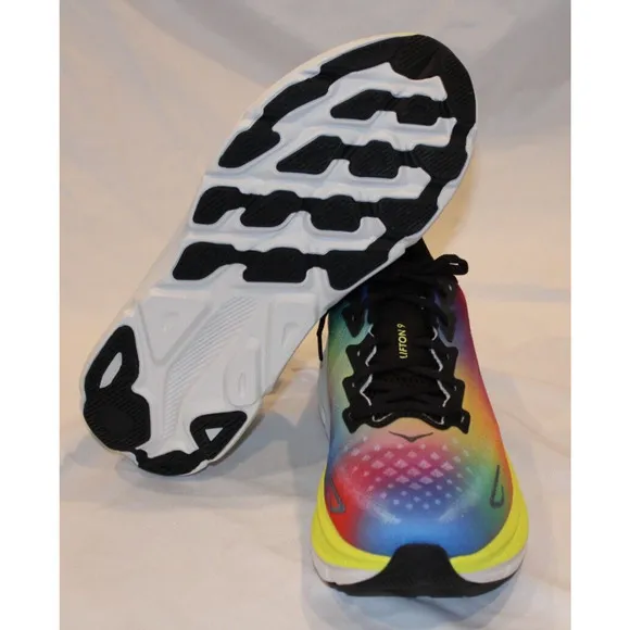 NIB Hoka One Men's Clifton 9 Running Athletic Sneakers BBML BLACK MULTI 12 NIB