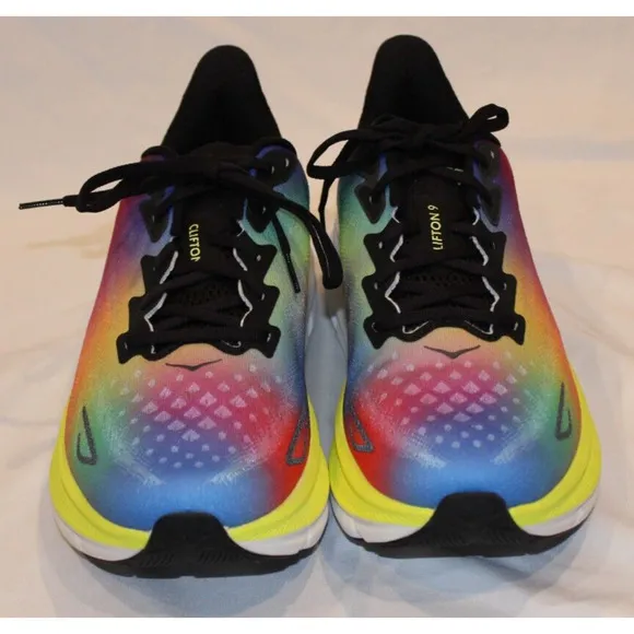 NIB Hoka One Men's Clifton 9 Running Athletic Sneakers BBML BLACK MULTI 12 NIB