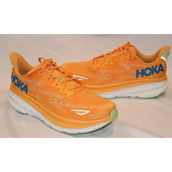 NIB Hoka One One Men's Clifton 9 Running Athletic Sneakers SLRL Orange Sz 13 NIB