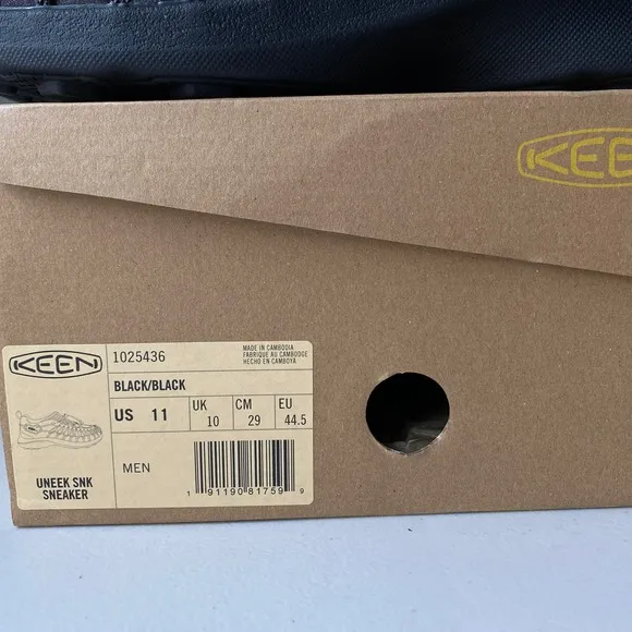 NIB KEEN UNEEK SNK Cord Knit Sneakers Men's Size 11 Black Casual Shoe