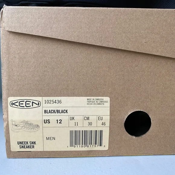 NIB KEEN UNEEK SNK Cord Knit Sneakers Men's Size 12 Black Casual Shoe