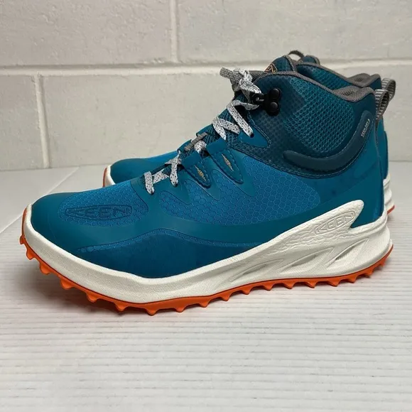 NIB KEEN Women's Zionic MId WP Hiking Boot Size 8.5 Fjord Blue/Tangerine 1028043