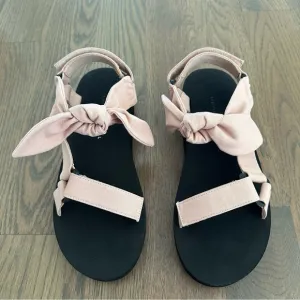 NIB Loeffler Randall Women's Maisie Linen Cotton Sport Sandals Berlap/Black 9.5M