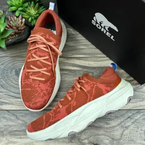 NIB SOREL Explorer Blitz Stride Lace 7.5 38.5 Red Knit Sneakers