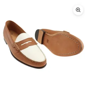 NIB The Shag Penny Loafer in Walnut White by T.B. Phelps Brown Leather Slip-On