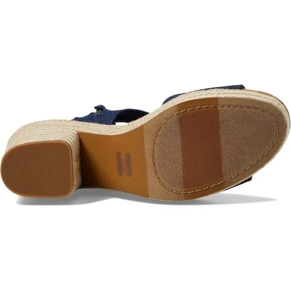 NIB Toms Majorca Rope Platform Block Heel Sandals 9 40 Navy Basket Weave