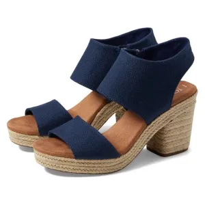 NIB Toms Majorca Rope Platform Block Heel Sandals 9 40 Navy Basket Weave
