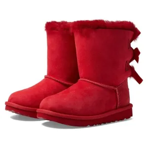 NIB‎ UGG GIRL'S BAILEY BOW SUEDE SHEARLING CLASSIC SHORT BOOTS RED