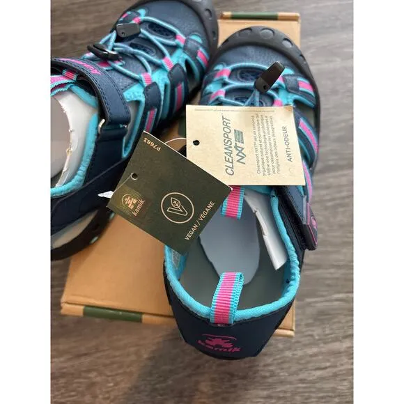 NIB Youth Kamik Crab Sandals In Navy/Teal Size 5