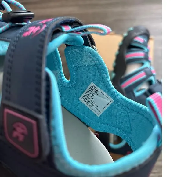 NIB Youth Kamik Crab Sandals In Navy/Teal Size 5