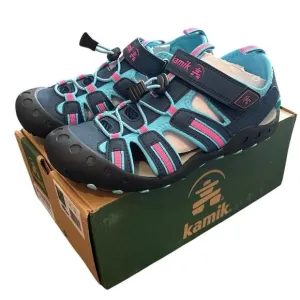 NIB Youth Kamik Crab Sandals In Navy/Teal Size 5