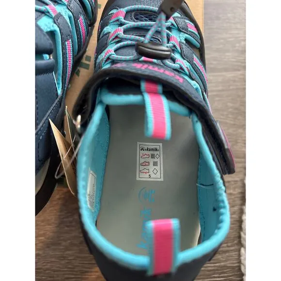 NIB Youth Kamik Crab Sandals In Navy/Teal Size 5