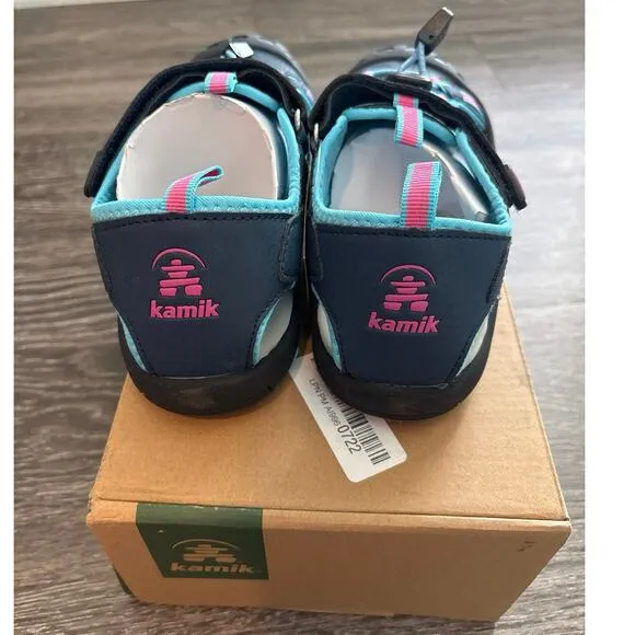 NIB Youth Kamik Crab Sandals In Navy/Teal Size 5