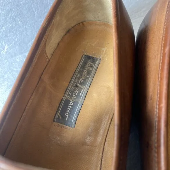 NICE Salvatore Ferragamo Goya Men's 8.5 E Leather Moccasin Penny Loafers Shoes