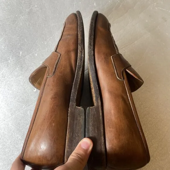 NICE Salvatore Ferragamo Goya Men's 8.5 E Leather Moccasin Penny Loafers Shoes