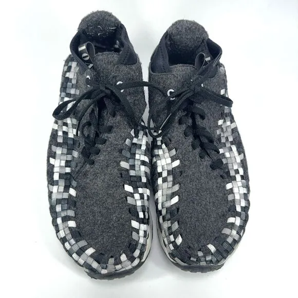 Nike Air Footscape Woven Chukka Mens Size US 9.5 EU 43 Black Grey Knit Sneakers