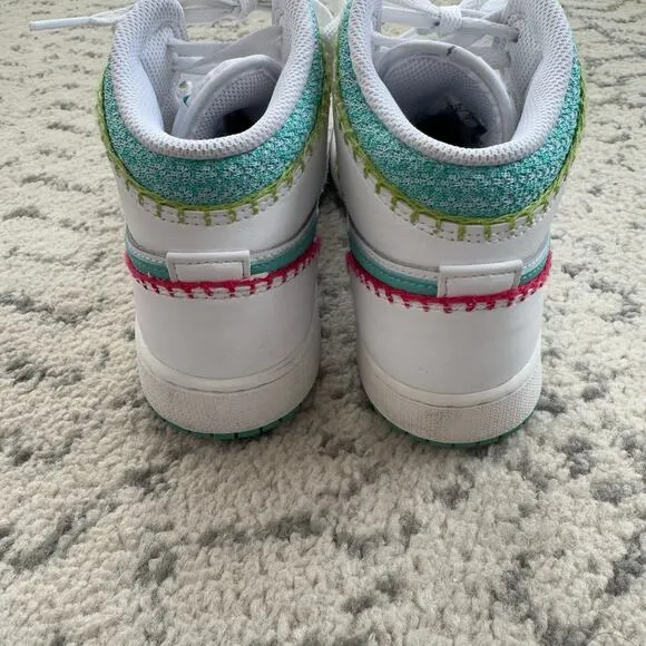 Nike Air Jordan 1 Mid Multi Knit GS DM6218-100 Multicolor Sneakers Size 6.5Y