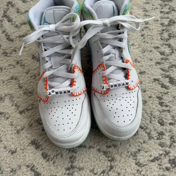 Nike Air Jordan 1 Mid Multi Knit GS DM6218-100 Multicolor Sneakers Size 6.5Y