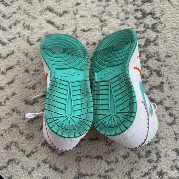 Nike Air Jordan 1 Mid Multi Knit GS DM6218-100 Multicolor Sneakers Size 6.5Y
