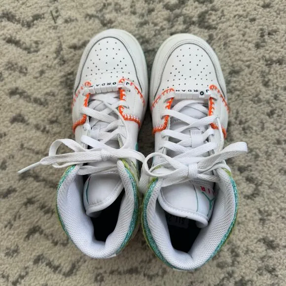 Nike Air Jordan 1 Mid Multi Knit GS DM6218-100 Multicolor Sneakers Size 6.5Y