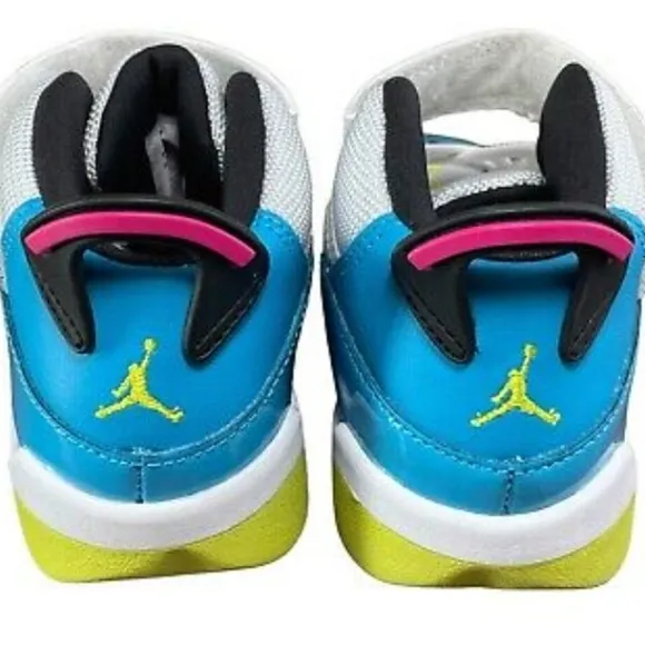 Nike Air Jordan 6 Rings White Light Blue Fury Cyber Toddler Sneakers Size 4C
