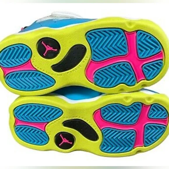 Nike Air Jordan 6 Rings White Light Blue Fury Cyber Toddler Sneakers Size 4C