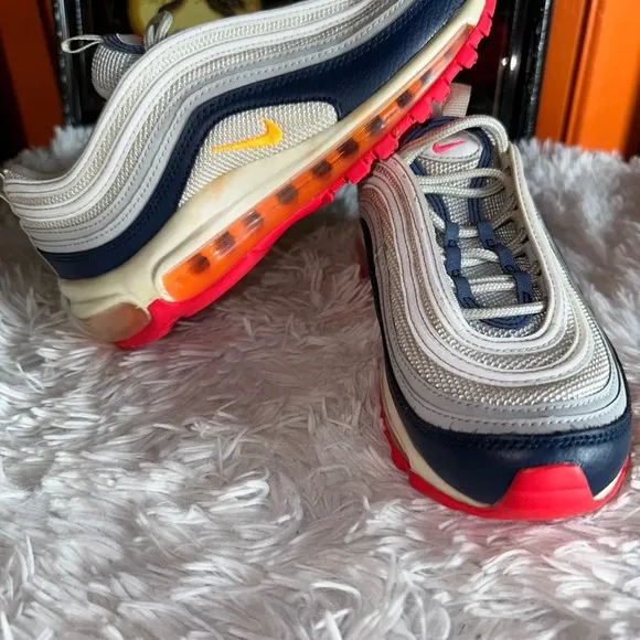Nike Air Max 97 Platinum Pink Navy Orange Women’s Size 7.0- 921733-015