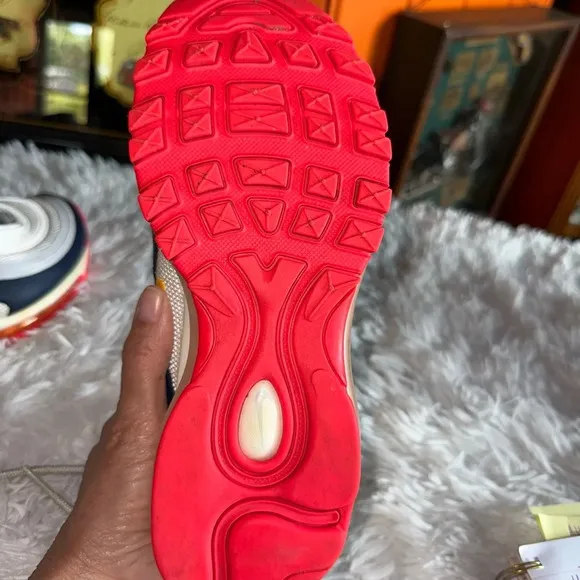 Nike Air Max 97 Platinum Pink Navy Orange Women’s Size 7.0- 921733-015
