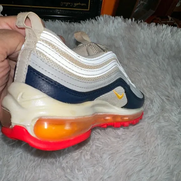 Nike Air Max 97 Platinum Pink Navy Orange Women’s Size 7.0- 921733-015