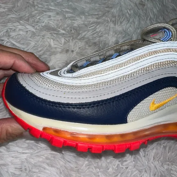 Nike Air Max 97 Platinum Pink Navy Orange Women’s Size 7.0- 921733-015