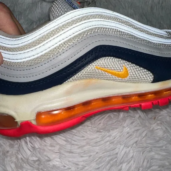 Nike Air Max 97 Platinum Pink Navy Orange Women’s Size 7.0- 921733-015