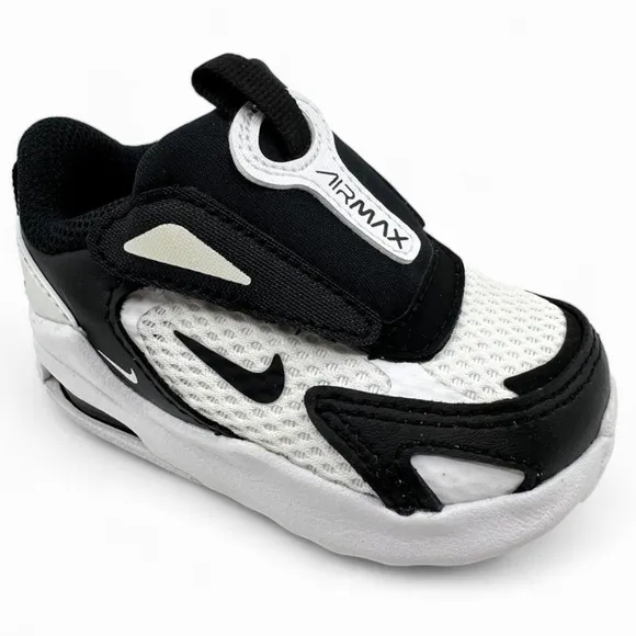 Nike Air Max Bolt 9C CW1929-102 Toddler White Black Velcro Running Shoes Sporty