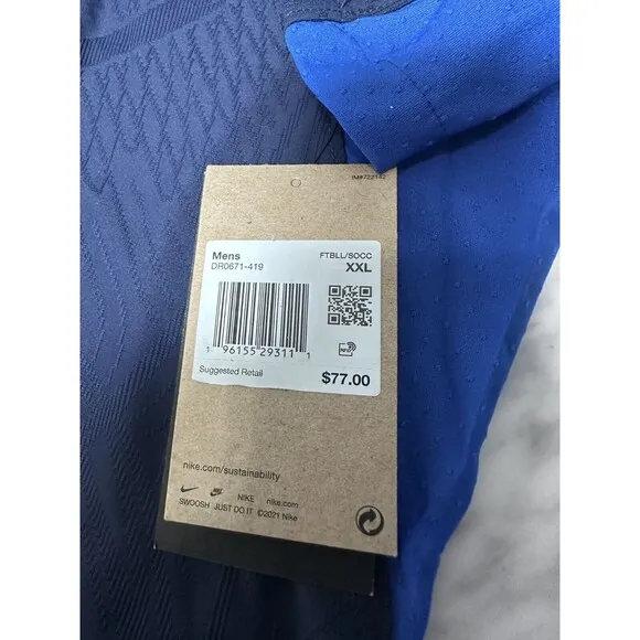 Nike Dri-FIT ADV Vapor knit IV US Blue Knit Soccer Jersey Men’s XXL DR0671-419