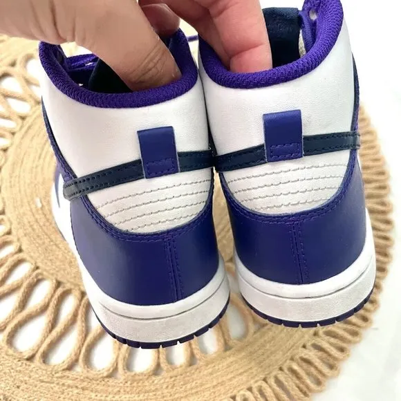 Nike Dunk High GS White Midnight Navy Kids Sneakers Size 12C
